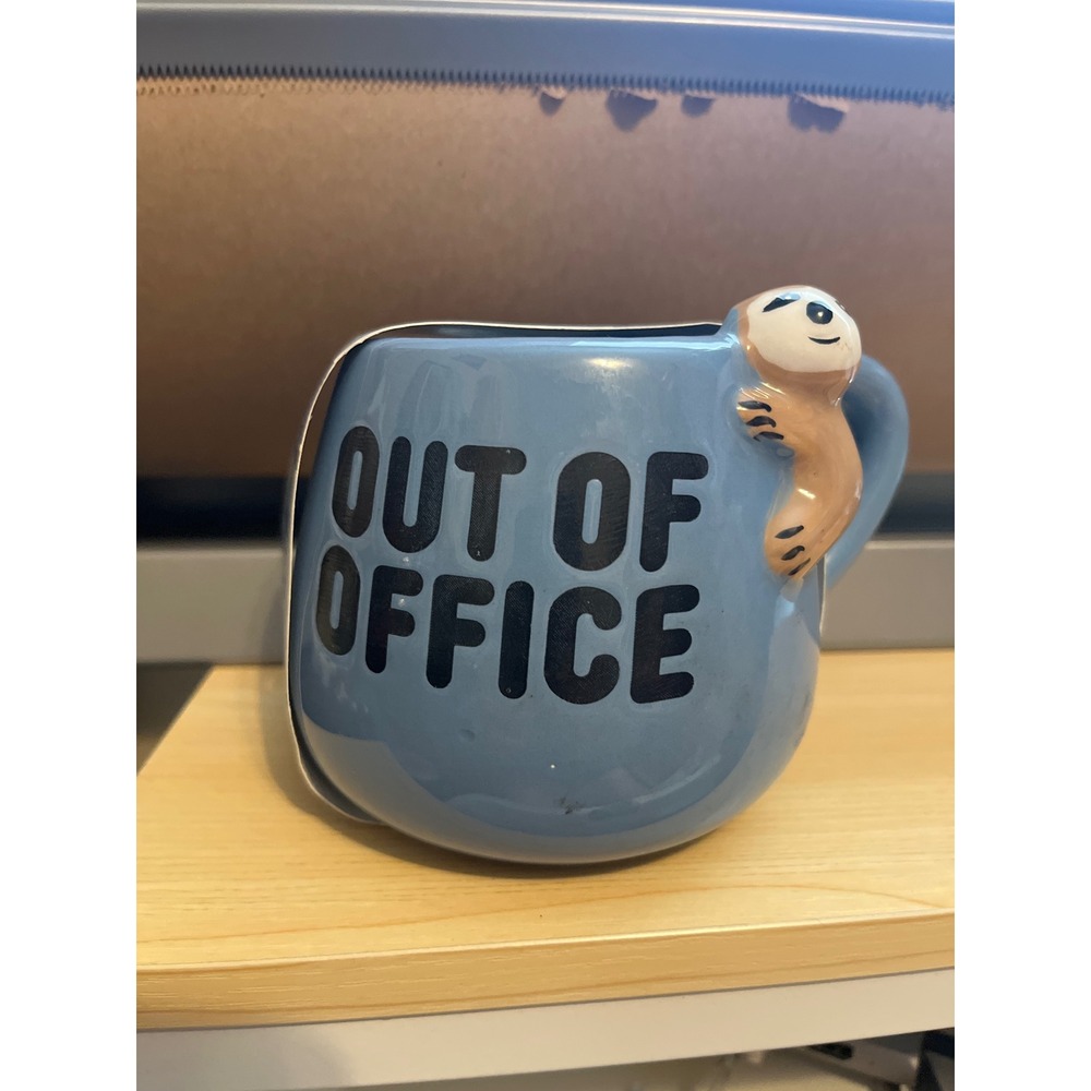 Thyme & Table Out Of Office Sloth Ceramic Mug 15.5oz Blue Hangin Out Collection